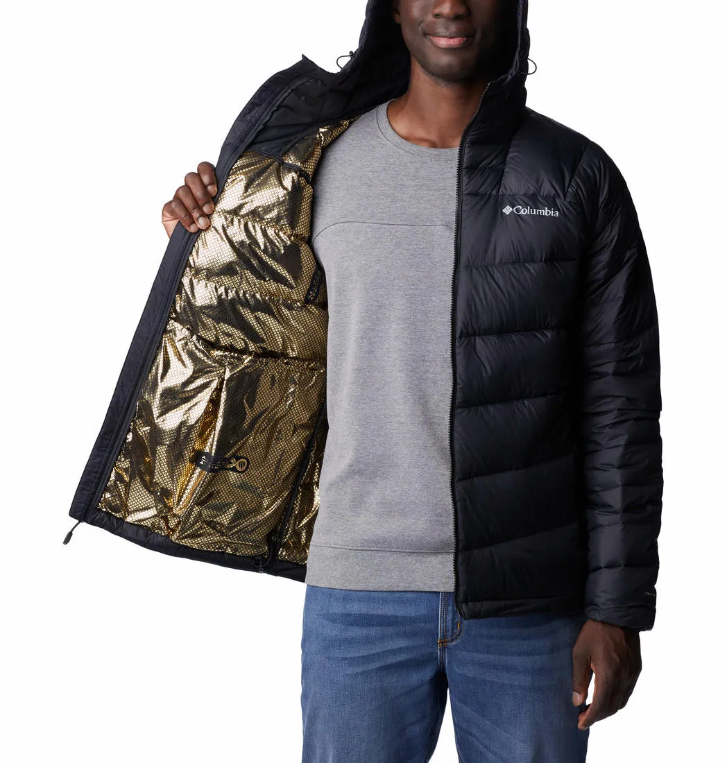 Columbia Men Black Centennial Creek II Down Hooded Jacket Trek Ready