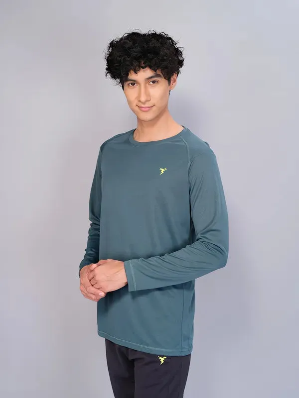 Picnic Men Solid Slim Fit Crew Neck T-shirt with TECHNO COOL
