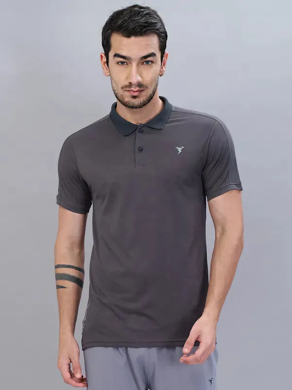 Men Self Design Slim Fit Polo T-shirt with VENTMESH SoftTouch Collar Lining Timeless Wearable