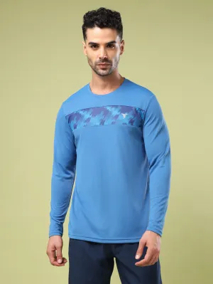Men Printed Slim Fit Round Neck Sports T-shirt with TECHNO COOL  AntiStaticMaterial Sea Fit