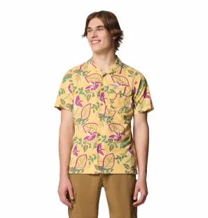 Columbia Men Yellow Tech Trail Utility Printed Woven SS (Sun Protection) Sequin Glow