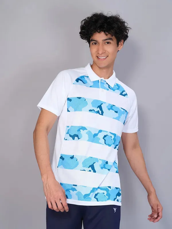Men Printed Slim Fit Polo T-shirt with TECHNO COOL  MinimalistStyle Breezy Fit