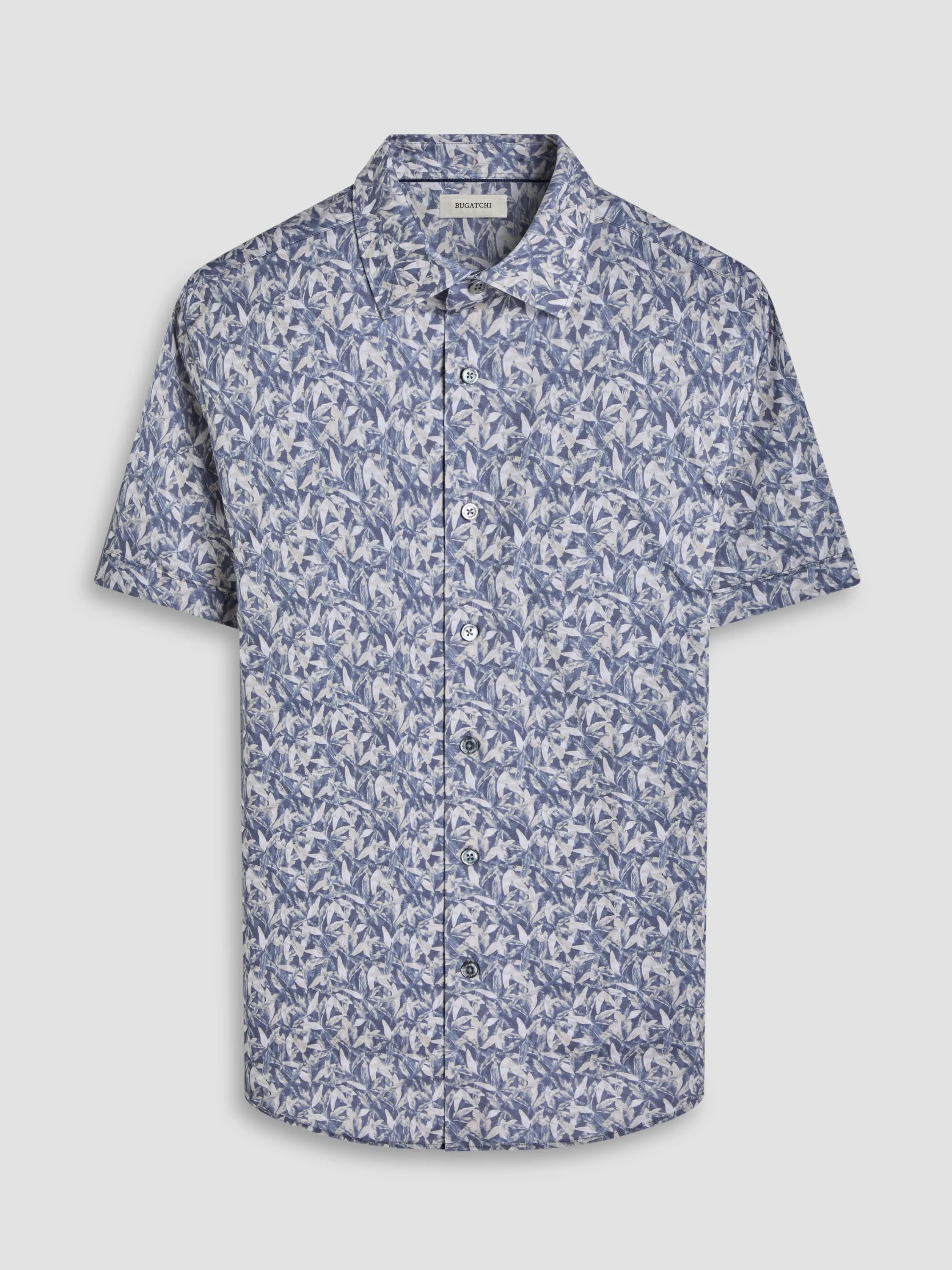 Bugatchi Miles OoohCotton Short-Sleeve Shirt - Graphite Cool Nylon Street Fest