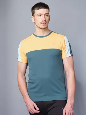 Men Colorblock Slim Fit Crew Neck T-shirt with TECHNO COOL Comfortable