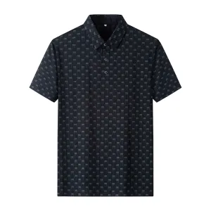 Men's Short-Sleeved Shirt Non-Iron Ice-Sensation Middle-Aged Plaid Shirt Elegant Glow Pure Tone