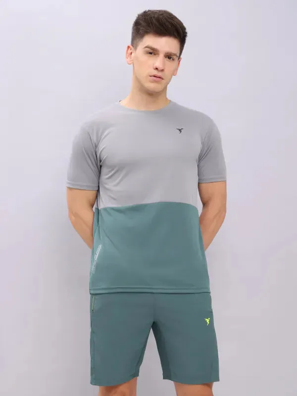 Cozy Apparel Adjustable Hem Men Colorblock Slim Fit Crew Neck T-shirt with DOUBLE COOL