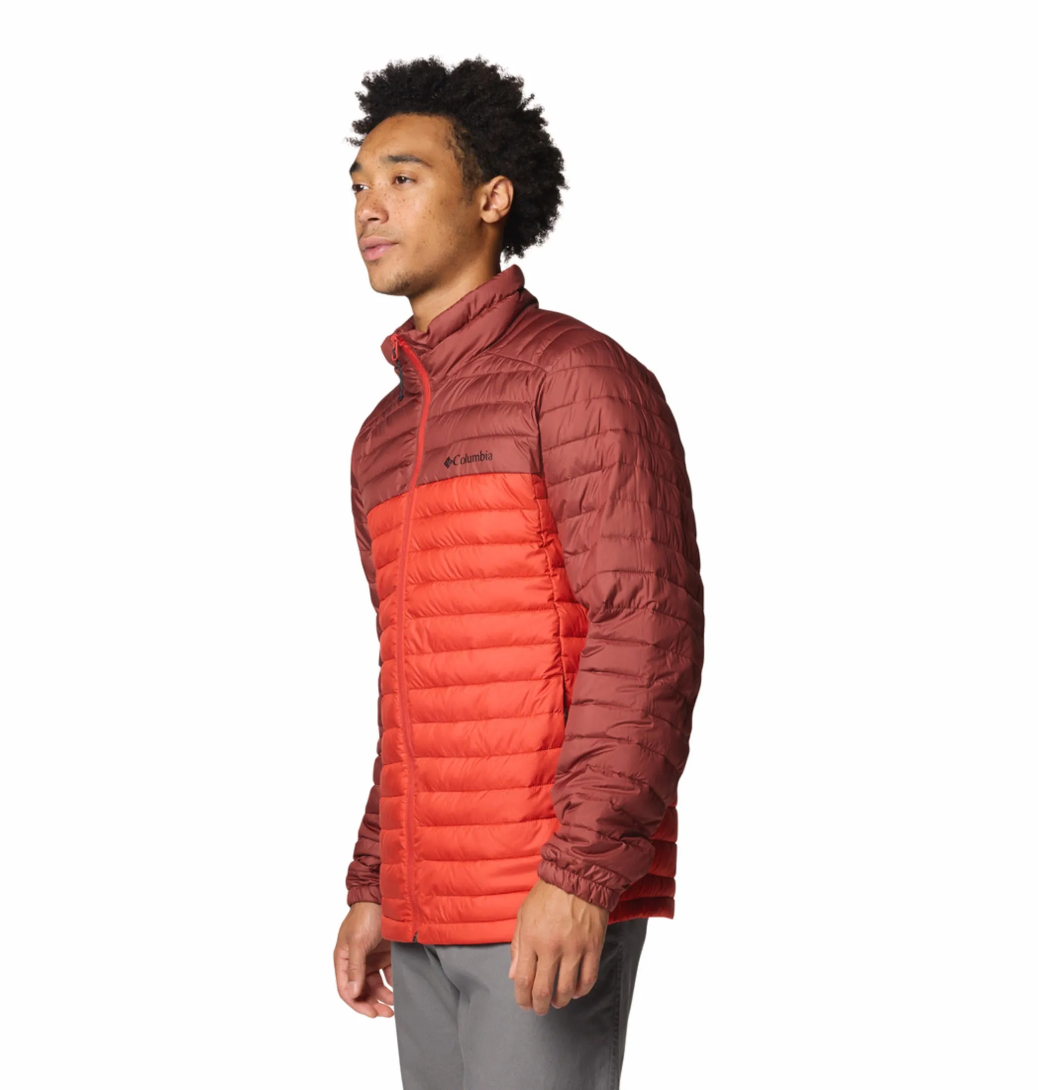 Columbia Men Red Silver Falls II Jacket Grid Backlined Interior Degree