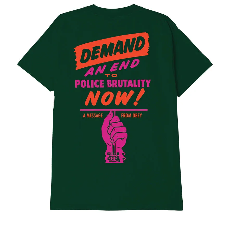 Yarn Dyed Stripes Obey maglietta manica corta da uomo End Police Brutality 165263408 verde foresta