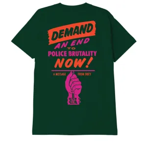 Obey maglietta manica corta da uomo End Police Brutality 165263408 verde foresta Pre Shrunk Cotton