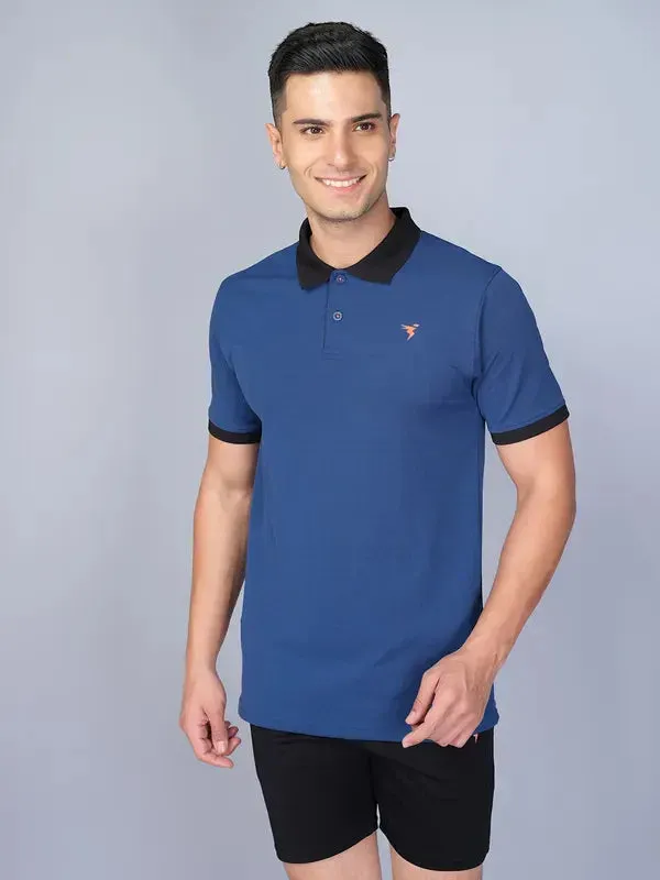 Men Solid Slim Fit Polo T-shirt with ELASTO PLUS Comfortable Cut Daily Wear