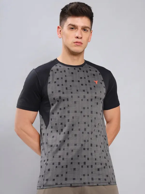 Soft Layering Men Self Design Slim Fit Crew Neck T-shirt with DOUBLE COOL