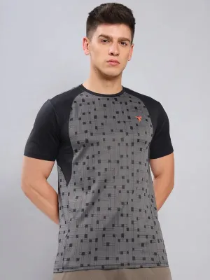 Men Self Design Slim Fit Crew Neck T-shirt with DOUBLE COOL Comfy Casual Wear
