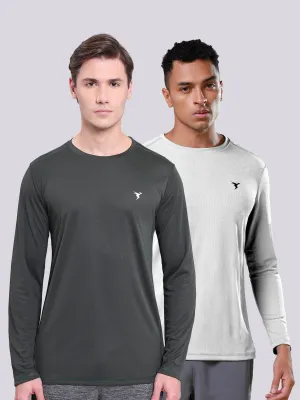 Modern Casual Chic Men Solid Slim Fit Crew Neck T-shirt with TECHNO COOL  (Pack of 2)