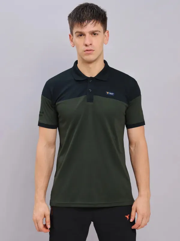 comfortable top Men Colorblock Slim Fit Polo T-shirt with TECHNO DRY