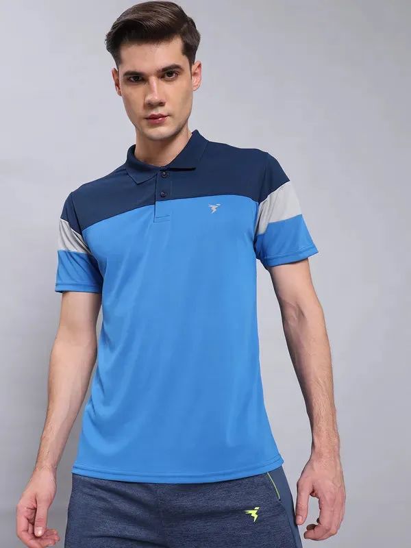 Micro Perforated Fabric Men Colorblock Slim Fit Polo T-shirt with TECHNO COOL 