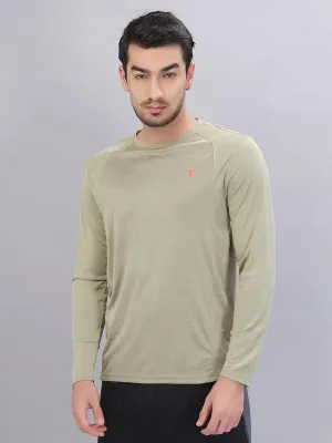 Men Melange Slim Fit Crew Neck T-shirt with DOUBLE COOL Adjustable Hem Trendy Piece