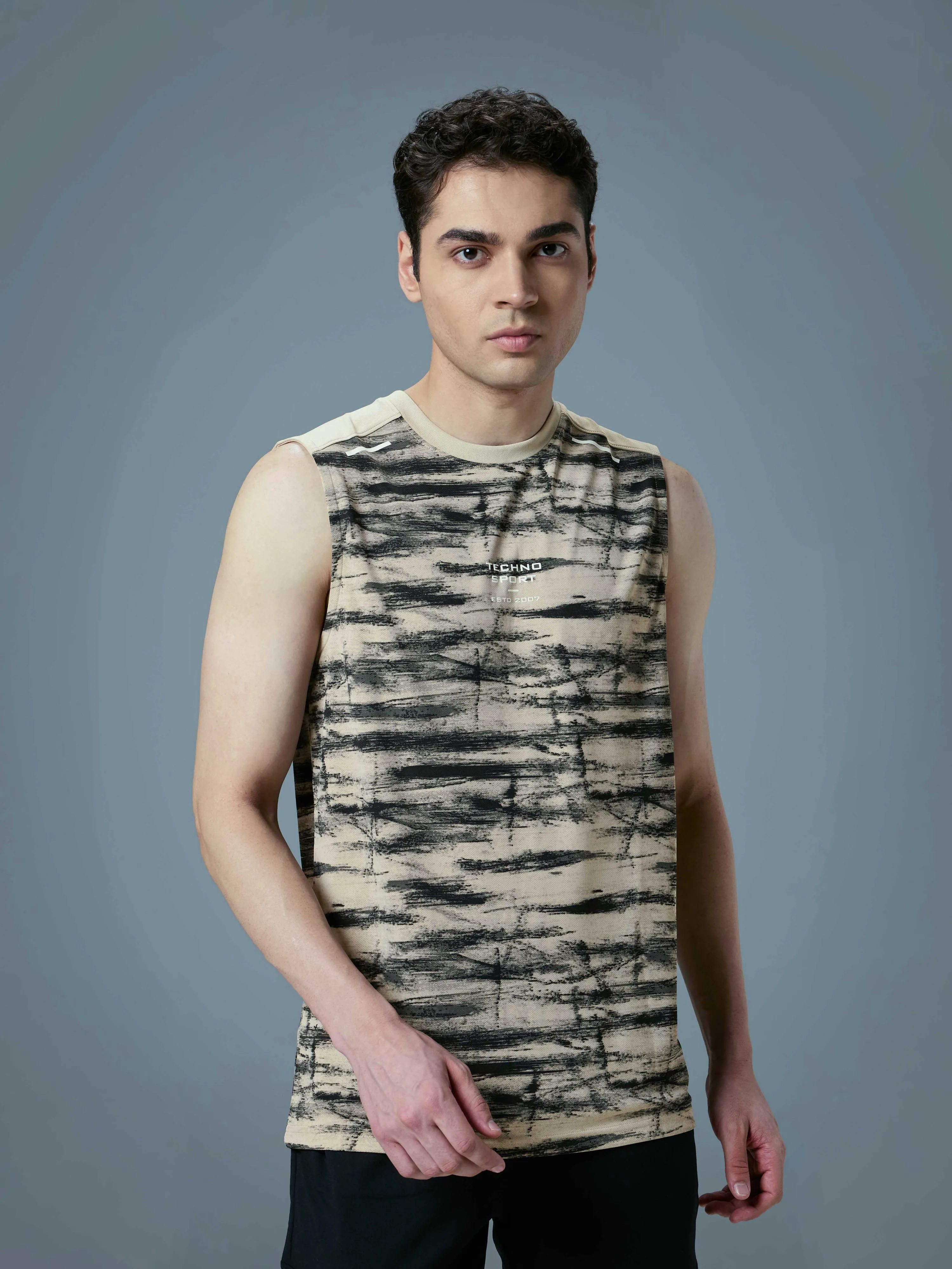 Men Printed Slim Fit Round Neck Innerwear Vest with TECHNOCOOL  male users
