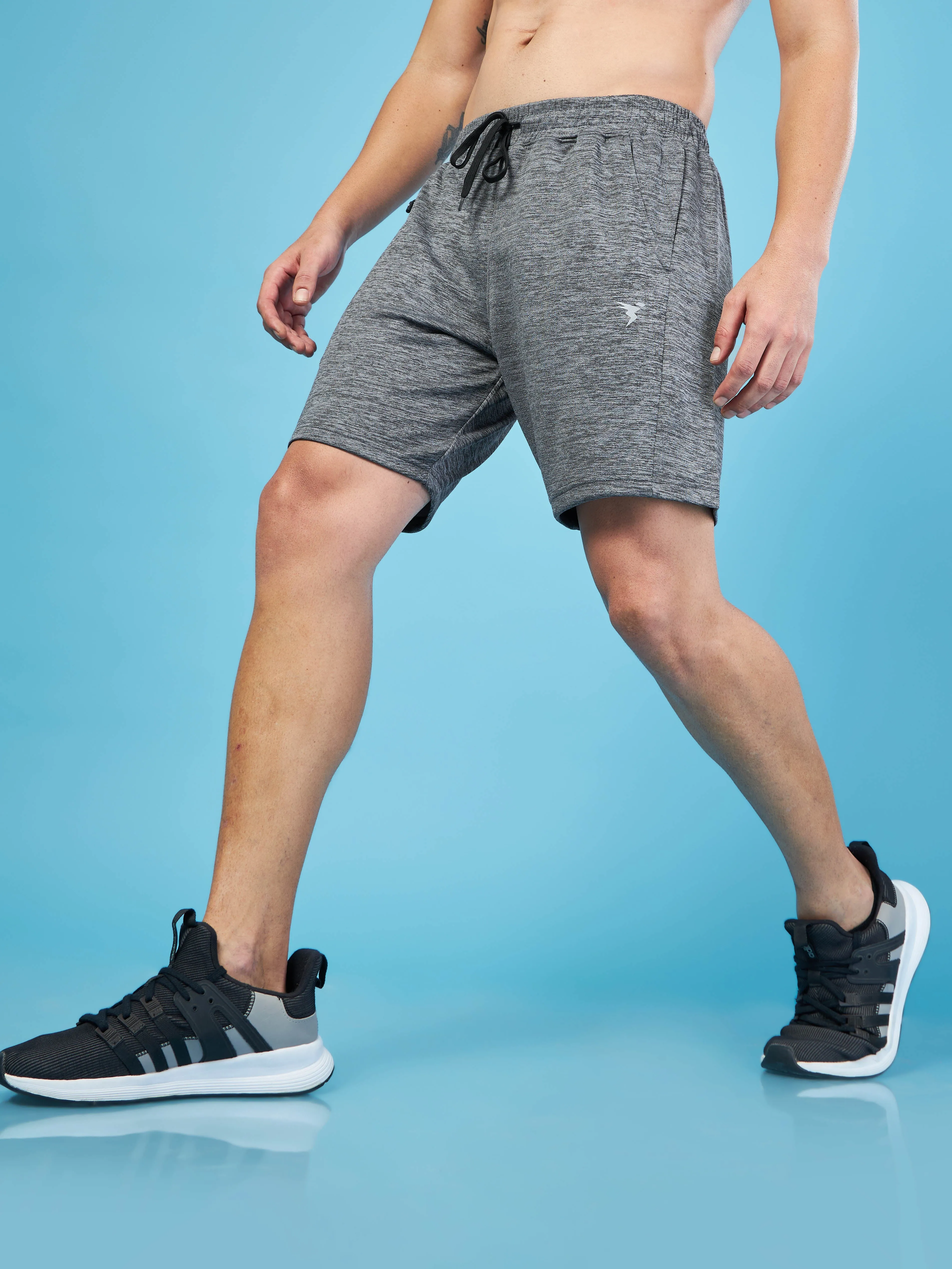 Men Melange Slim Fit Shorts with TECHNO DRY Easy Flex