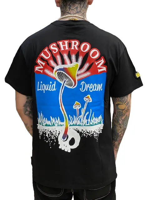 Tagless Comfort Chic Casual Wear Mushroom T-shirt da uomo manica corta in cotone 12037-01 nero