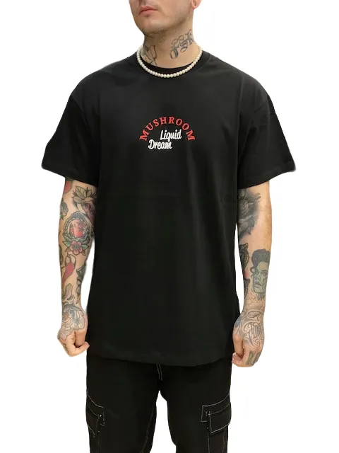 Mushroom T-shirt da uomo manica corta in cotone 12037-01 nero Retro Style LowImpact Manufacturing