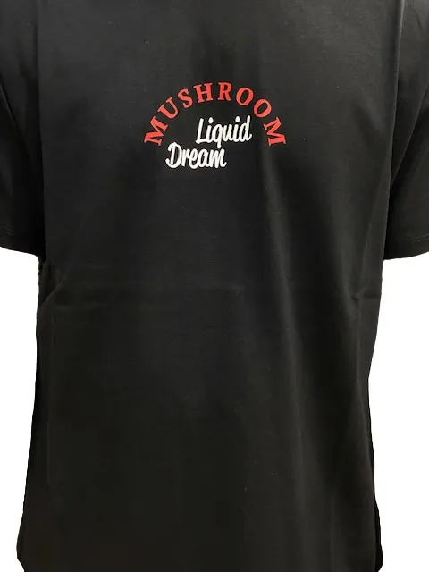 Mushroom T-shirt da uomo manica corta in cotone 12037-01 nero Comfy Choice Chic Look