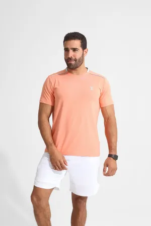 Modern Design Cotton Glow Racket Sports Tee Peach Pink