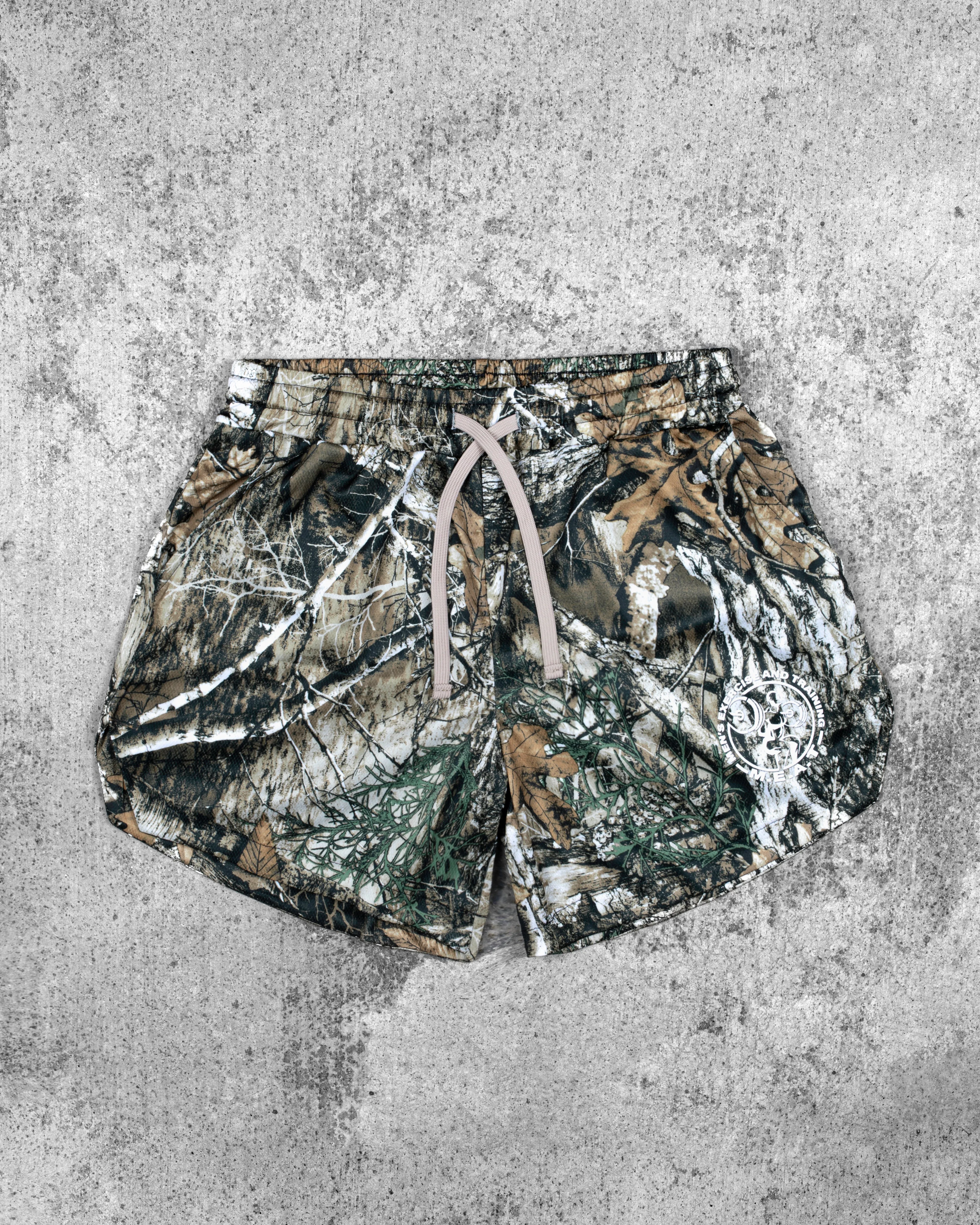LIFTING SHORTS ?C PRINT / CAMO FOLIAGE Contoured Articulation poolside fashion