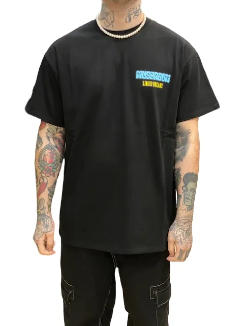 Breathable Performance Soft Comfort Wear Mushroom T-shirt da uomo manica corta in cotone 12027-01 nero