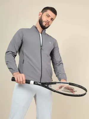 Bride Side Men Solid Slim Fit Mock Neck Jacket with TECHNOLITE