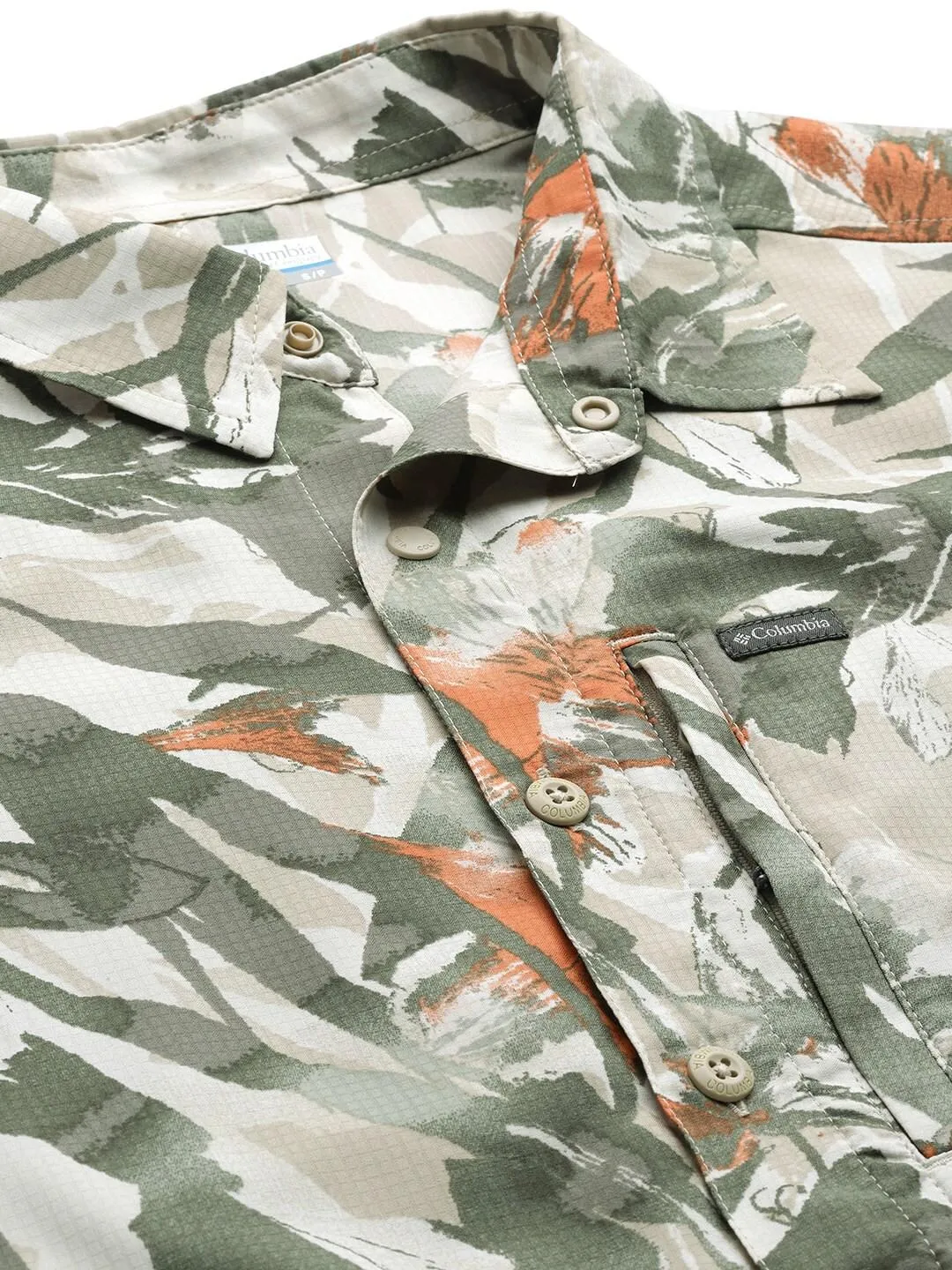 Columbia Men Brown Silver Ridge Utility Lite Novelty SS (Sun Protection) Work-Ready Desert Heat