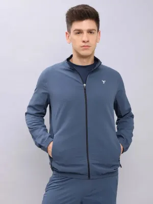 Men Solid Slim Fit Mock Neck Jacket with TECHNOLITE Star Soul Trendy Top