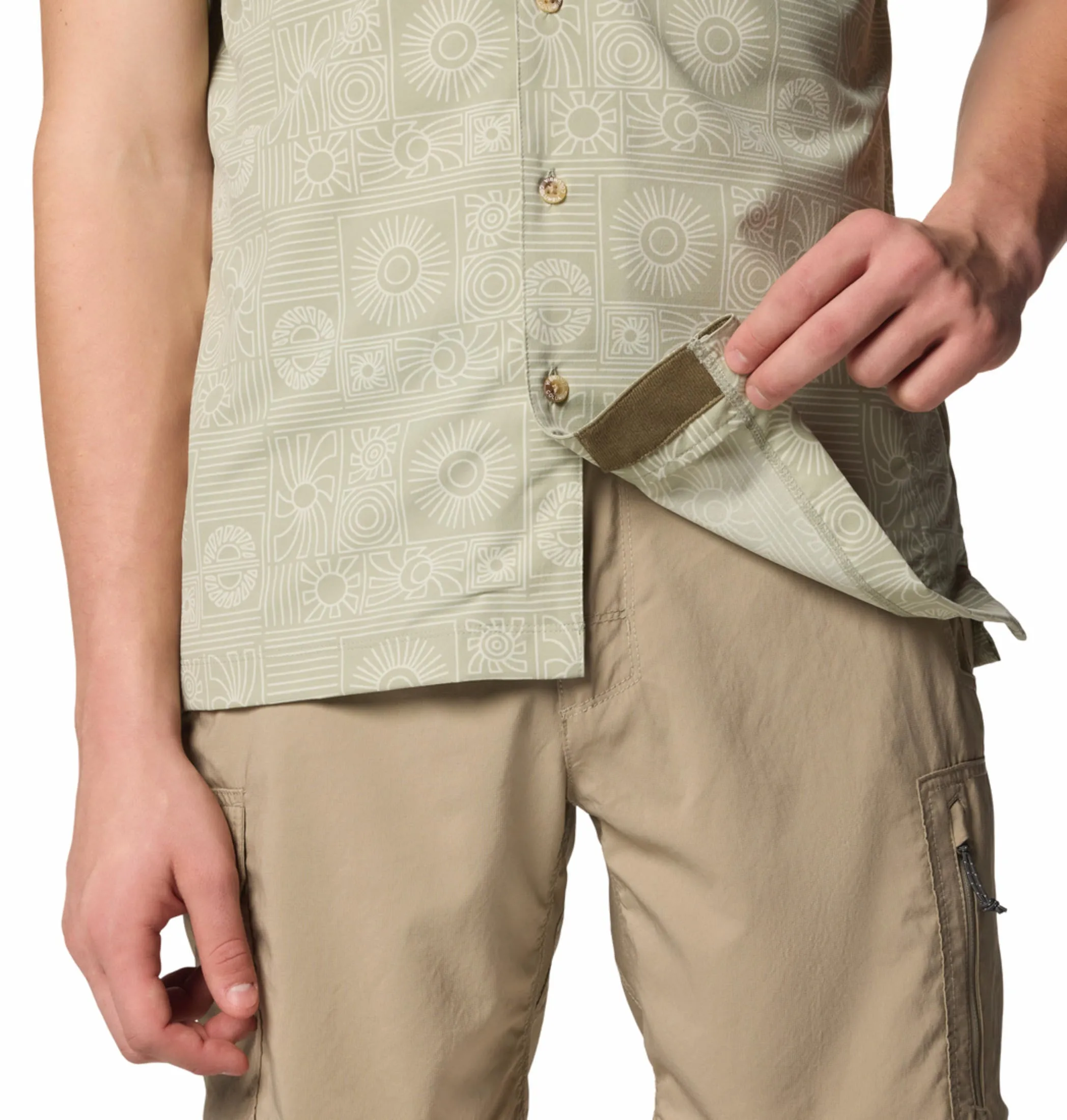 Columbia Men Green Tech Trail Utility Printed Woven SS (Sun Protection) Summer Air Eco Core