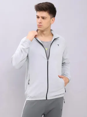 Men Solid Slim Fit Mock Neck Jacket with TECHNOLITE EasyAdjustStraps