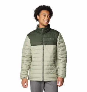 Columbia Men Green Powder Lite II Jacket Fall Commute Full Length Zipper