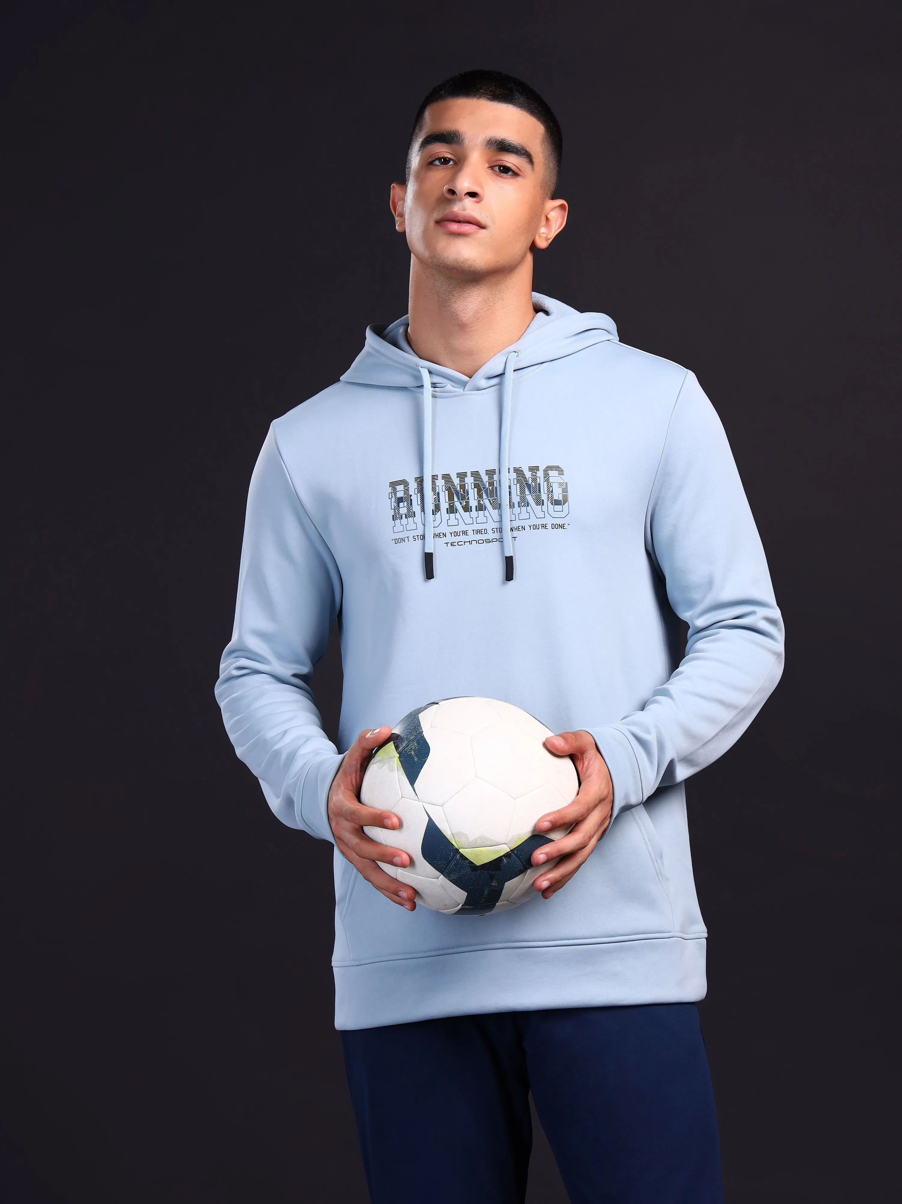 Men Printed Slim Fit Hooded Sweatshirt with TECHNOWARM  Eco-friendly product vacation wearability