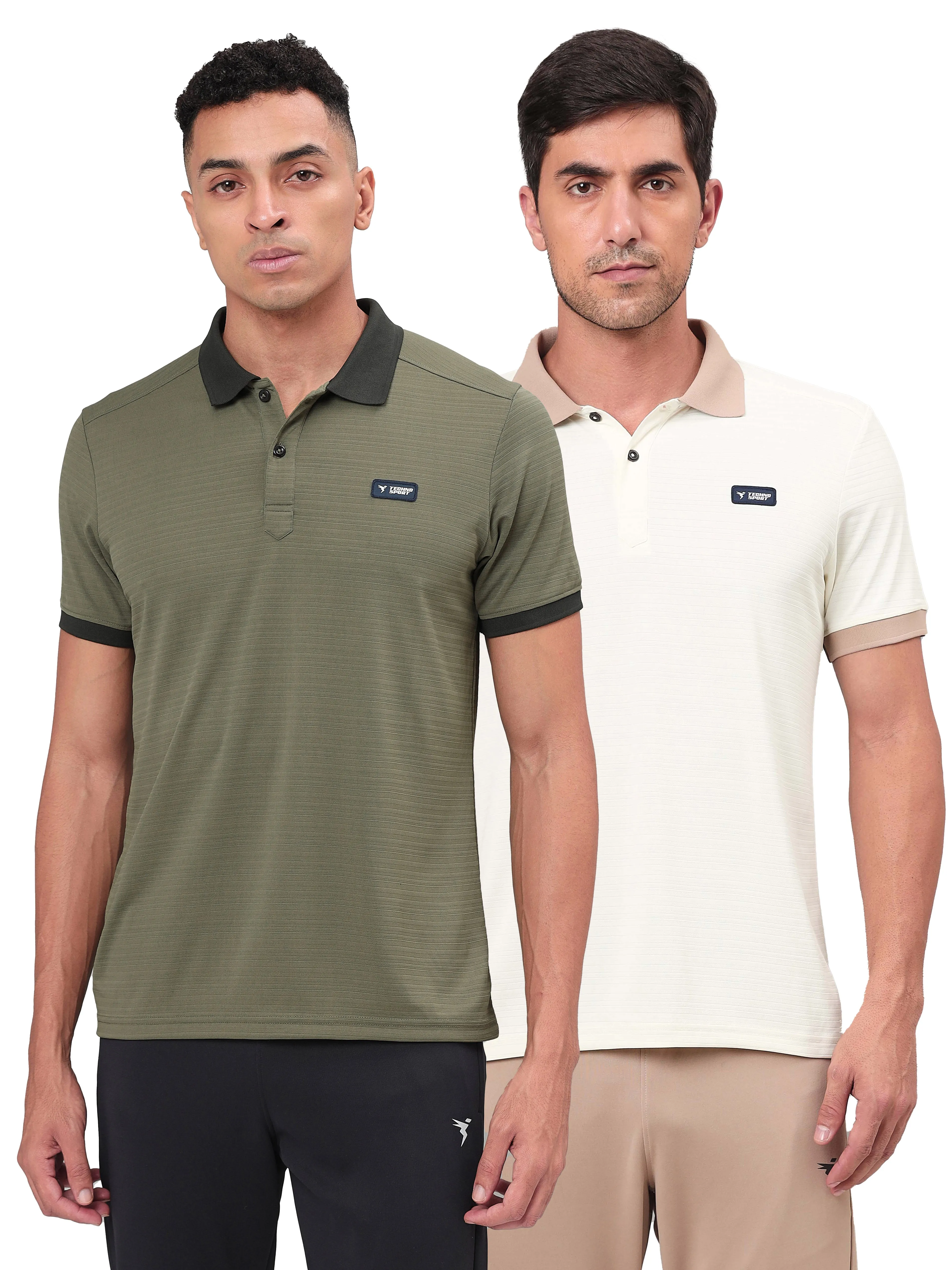 Men Solid Slim Fit Polo Sports T-shirt with MATPIQ (Pack of 2) AntiFade Technology Active Essentials