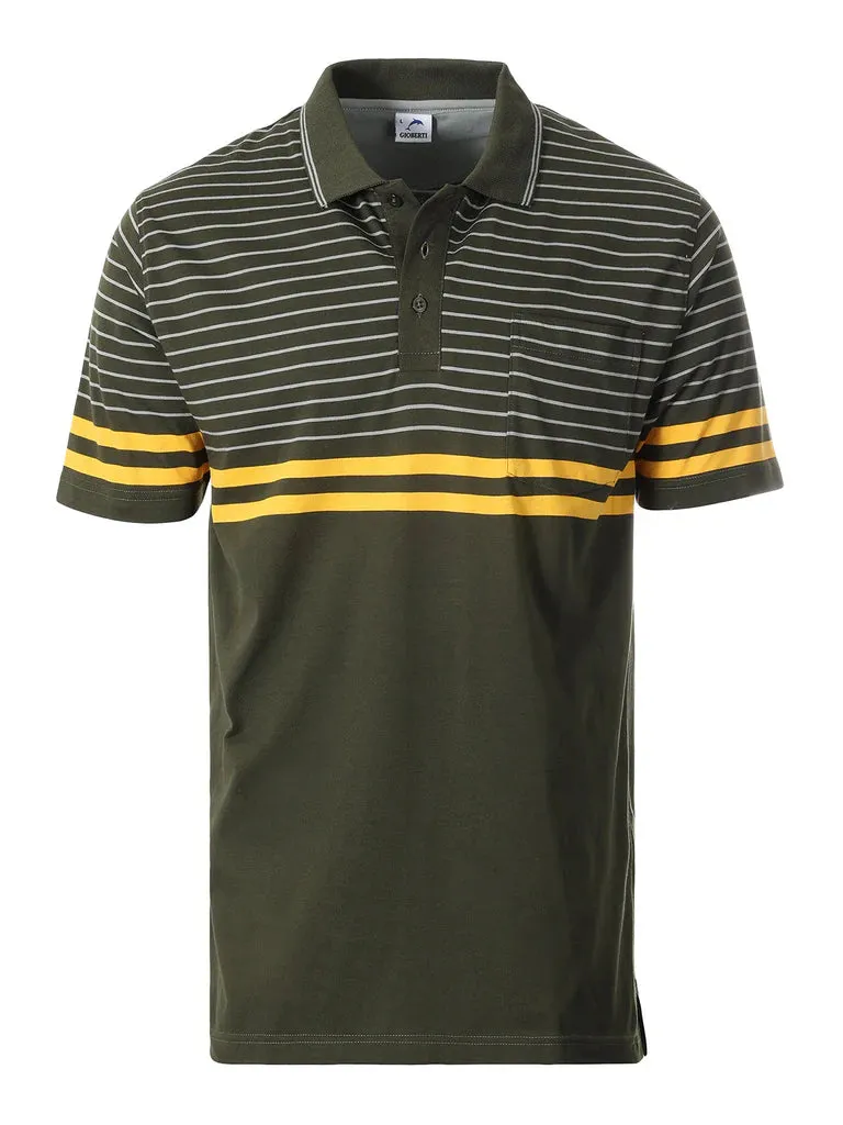 UV-Resistant Comfort top MEN'S STRIPPED SHORT SLEEVE POLO WITH CHEST POCKET