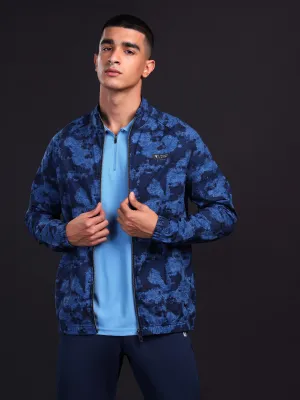 Men Printed Slim Fit Mock Neck Jacket with TS FLEXI Craft Soul Clear Glow