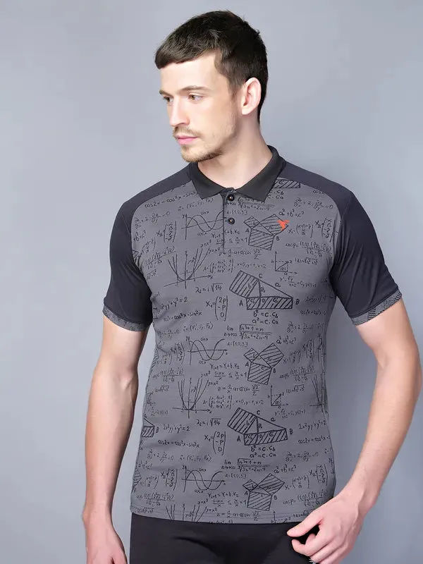 Men Printed Slim Fit Polo T-shirt with DOUBLE COOL StretchFree Stage Soul