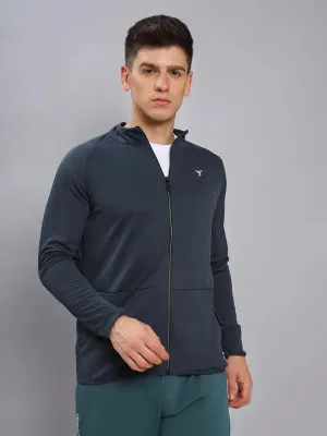 british retro Men Solid Slim Fit Mock Neck Jacket with TECHNO DRY