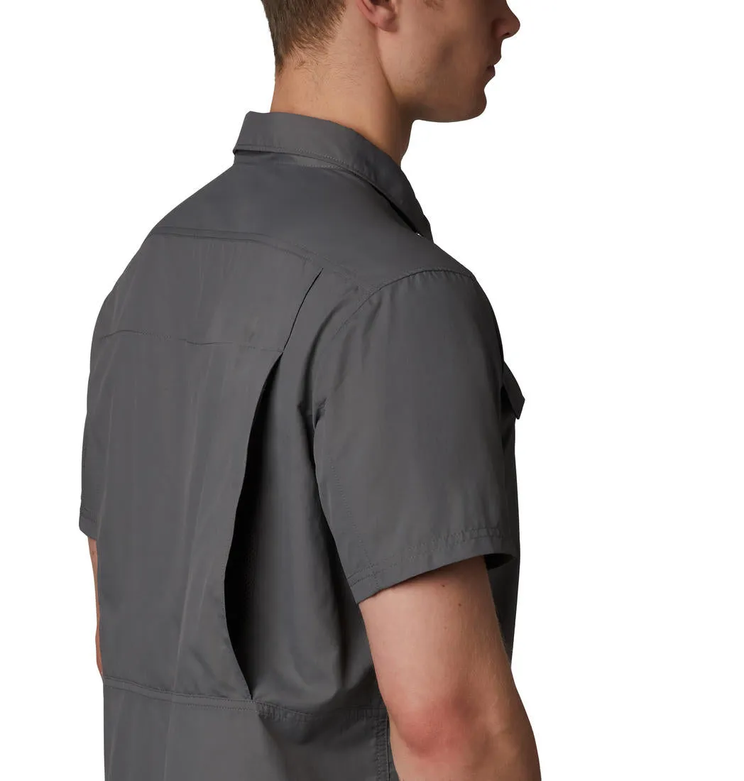 Columbia Men Grey Silver Ridge 2.0 Short Sleeve Shirt (Sun Protection) Energy Mood ButterSoftKnit