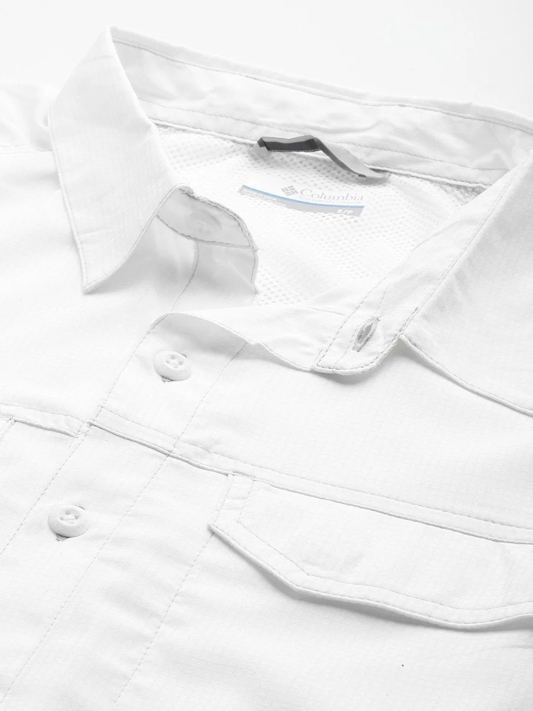 Columbia Men White Silver Ridge Lite Short Sleeve Shirt (Sun Protection) Cozy Layers Calm Core