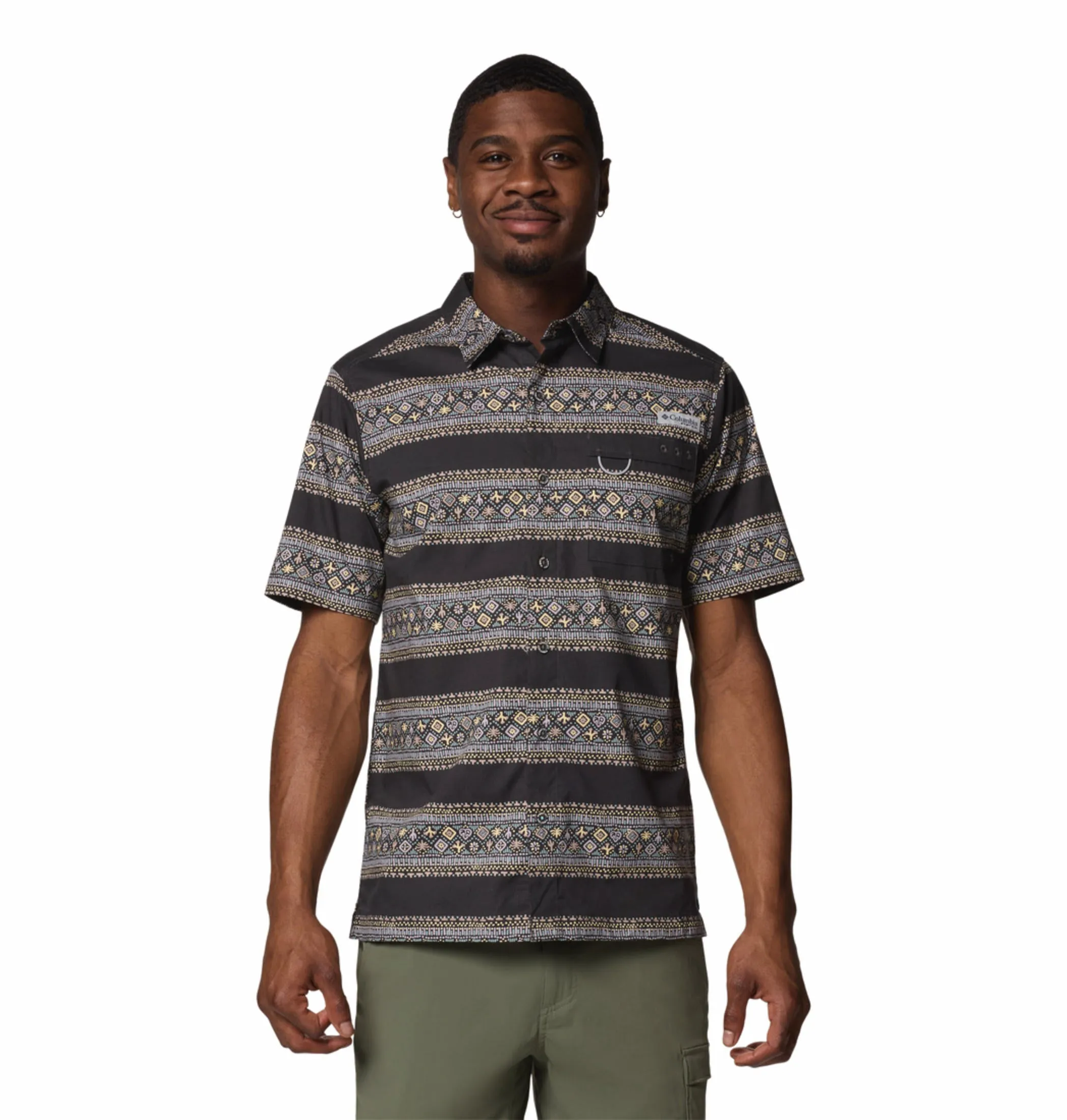 StainReleaseCoating Columbia Men Black Wild Cast Camp Shirt
