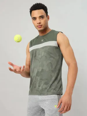 Vented Panels Men Jacquard Slim Fit Crew Neck Innerwear Vest with VENTMESH