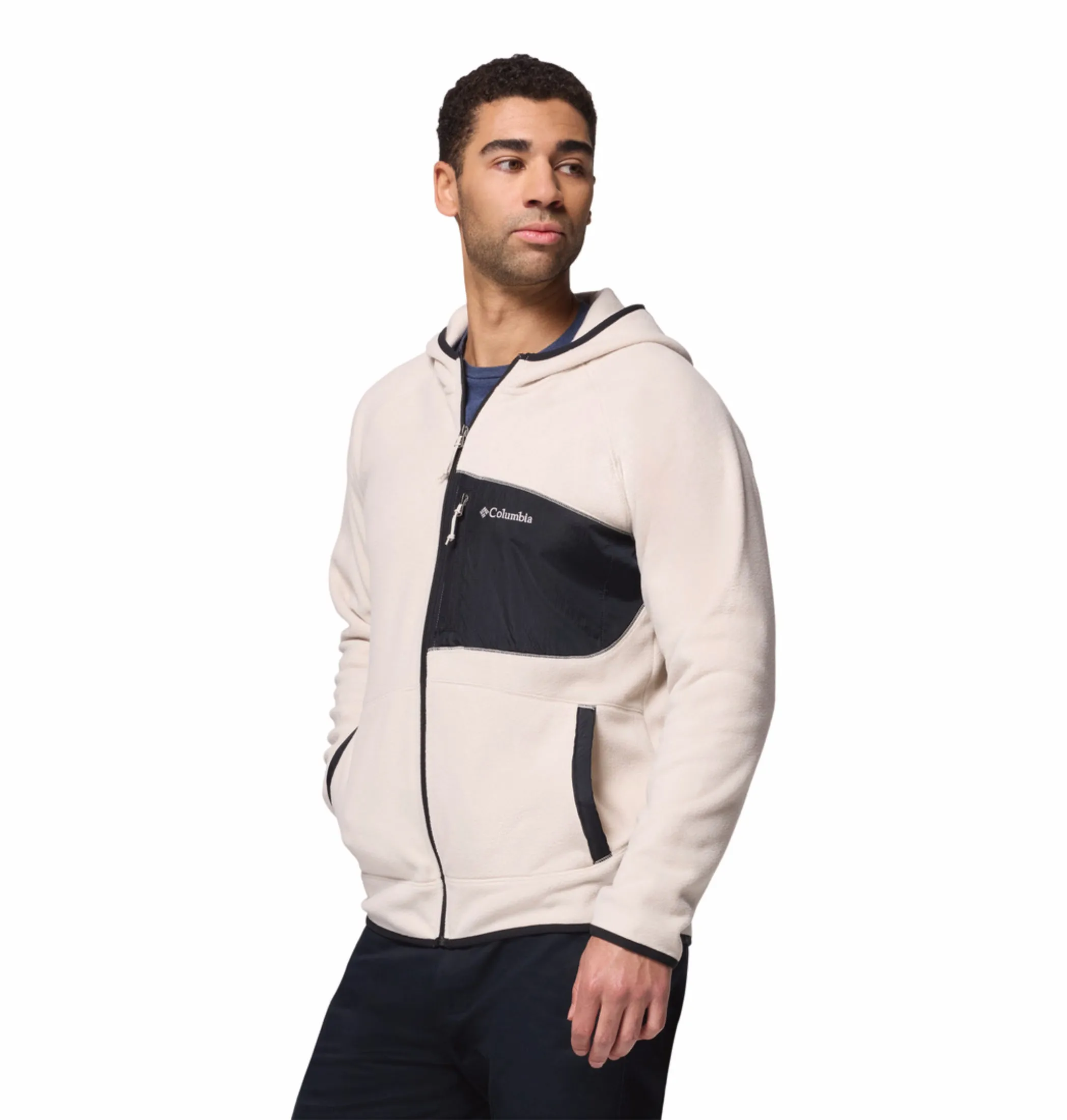 Layer Combo Columbia Men Beige Fast Trek Overlay Fleece Jacket