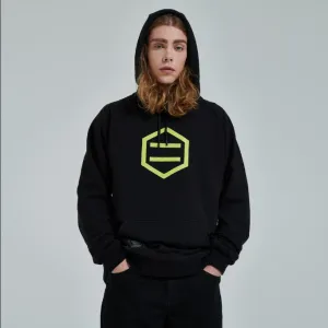 Dolly Noire Felpa con Cappuccio Hexagon Logo DLYNR SW068-SA-03 nero-giallo Budget Essential Bold