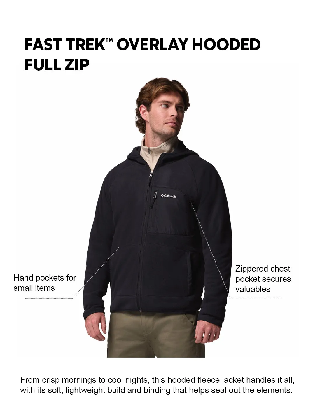 Brunch Look Chilly Weather Gear Columbia Men Black Fast Trek Overlay Fleece Jacket