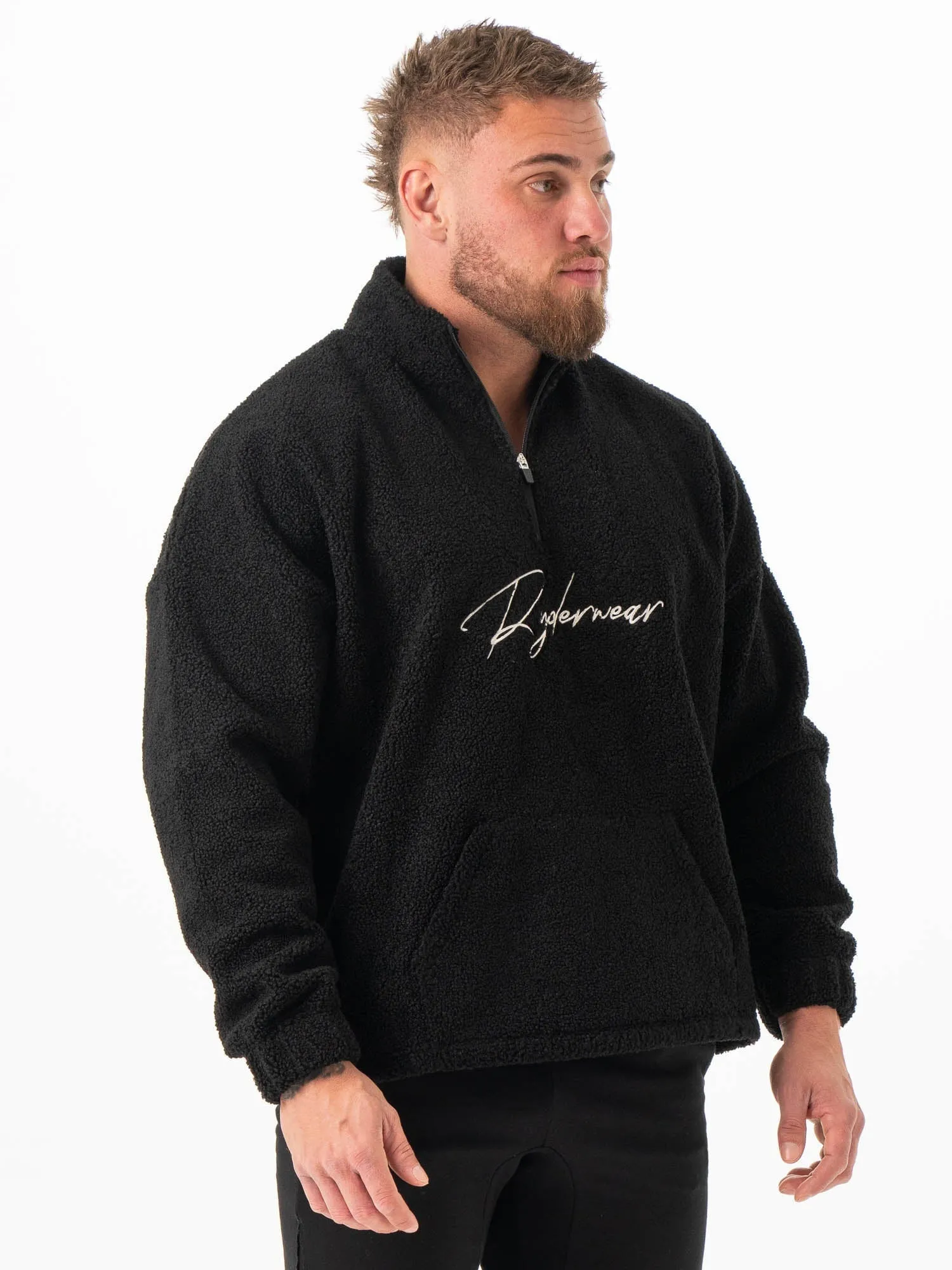 product sporty style statement Lounge Fit Unisex Teddy Jumper - Black