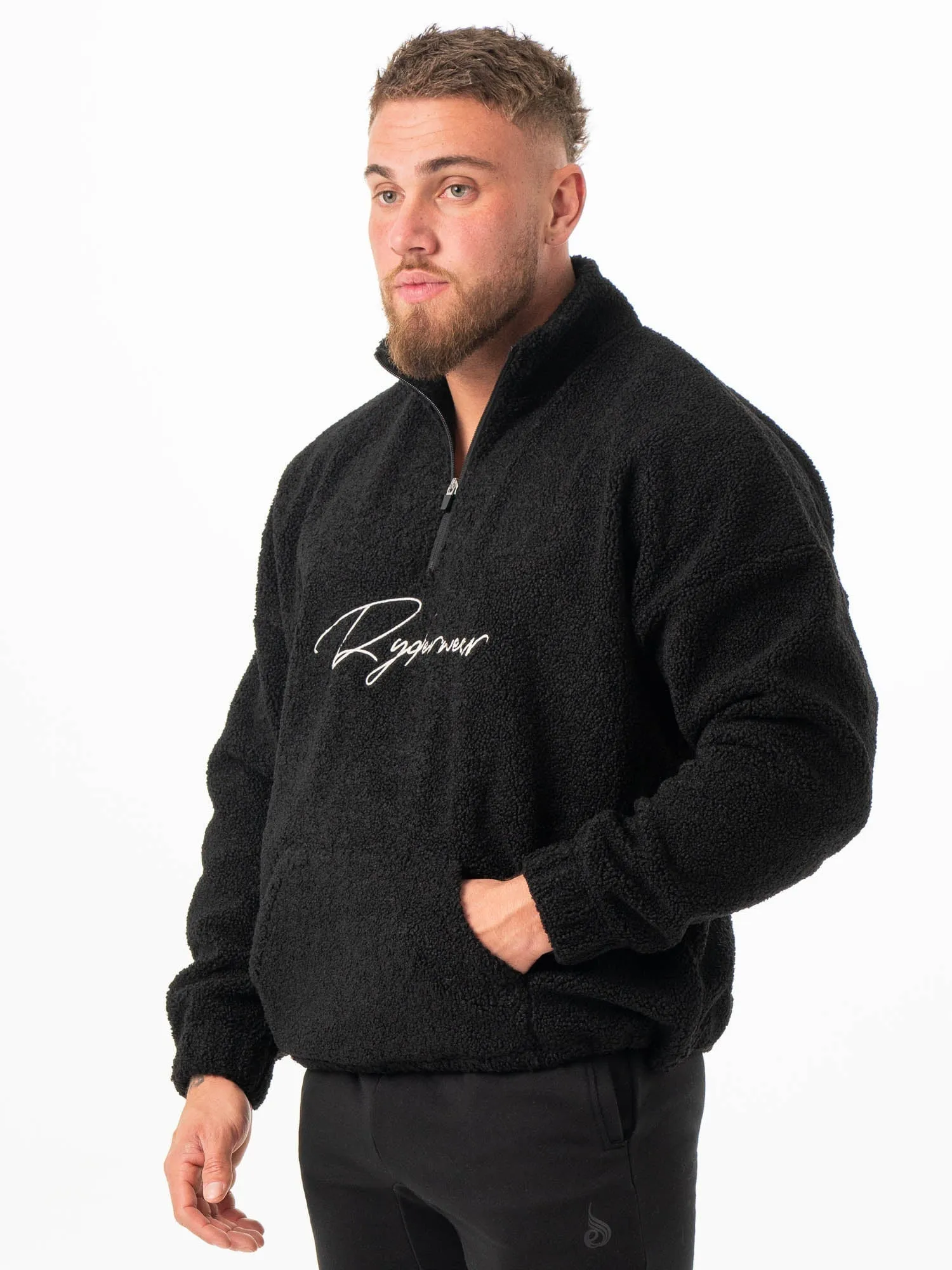 Floral Print Unisex Teddy Jumper - Black