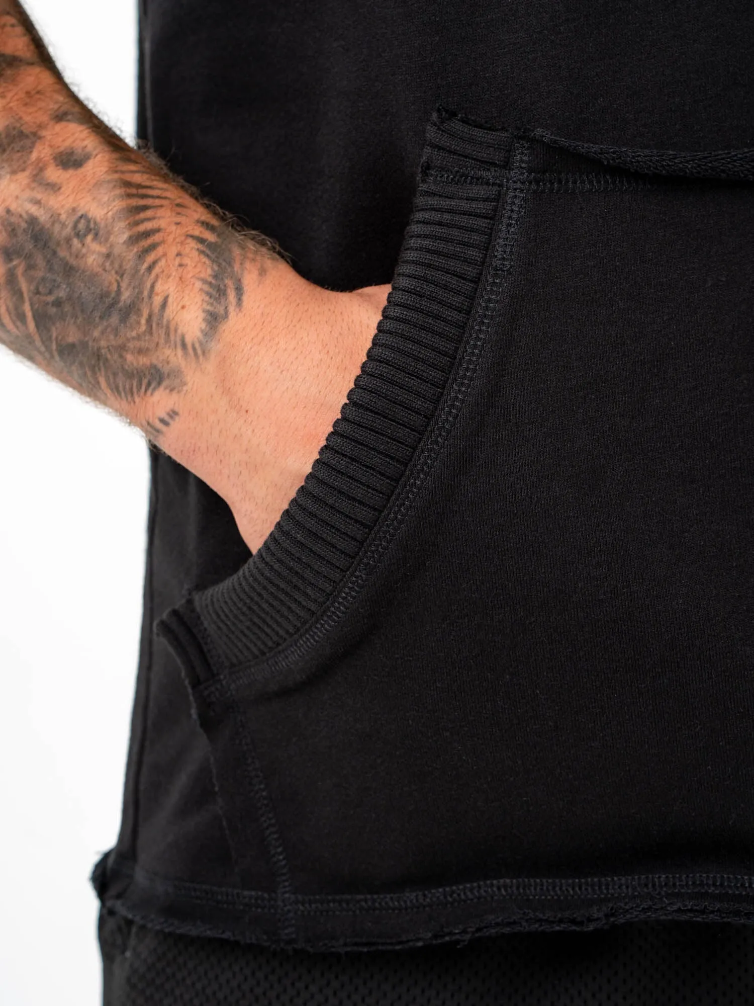 Collegiate Sleeveless Hoodie - Black Lightweight Comfort